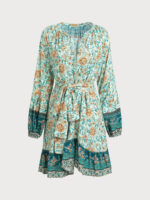 Floral Print Raglan Sleeve Beach Dress - Image 6