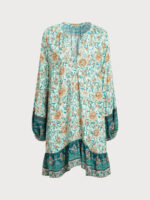 Floral Print Raglan Sleeve Beach Dress - Image 8