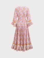 Pink Printed Ruffled Beach Dress - Image 8