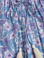 Purple Print Ruched Beach Dress - Image 8