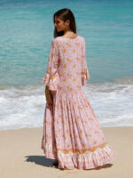 Pink Printed Ruffled Beach Dress - Image 2