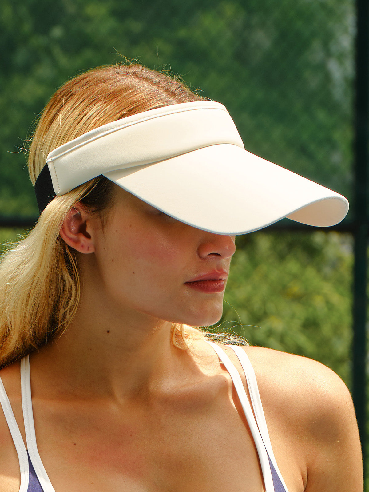 women_s-woven-nylon-hat-sustainable-hats-zomfuw Off White Sports Sun Visor Cap - Image 1