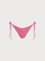 Pink Floral Jacquard Tie Bikini Bottom - Image 3