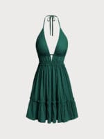 Dark Green Halter Backless Cover-Up Dress - Image 8