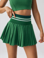 Green Pleated Pockets Sports Skirt