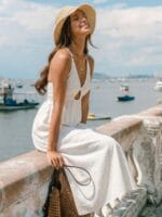 White Crisscross Halter Cutout Beach Dress - Image 5