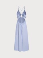 Blue Crisscross Halter Cutout Beach Dress - Image 5