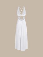 White V Neck Cutout Beach Dress - Image 8