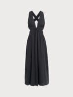 Black V Neck Plaeted Beach Dress - Image 9